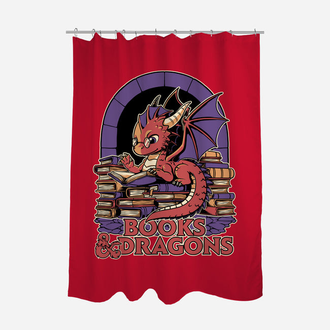 Books And Dragons-None-Polyester-Shower Curtain-Studio Mootant