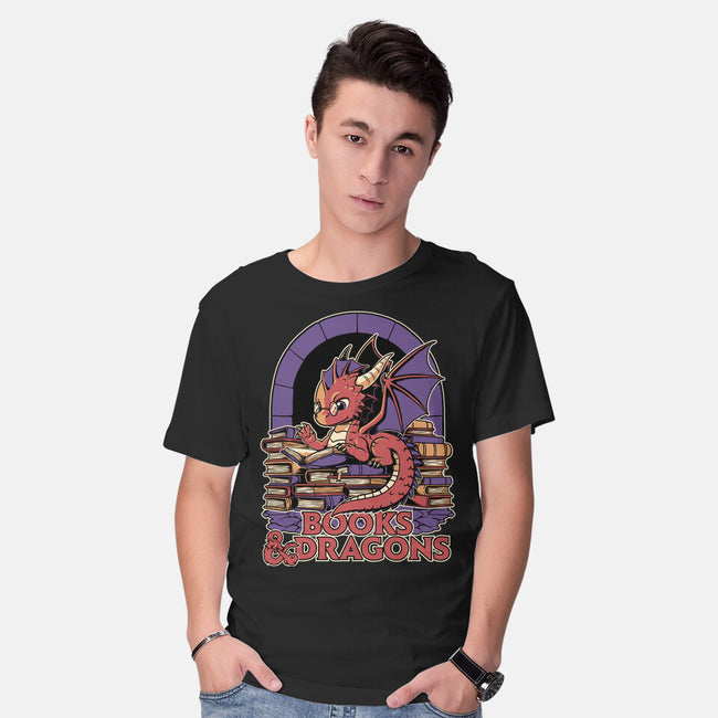 Books And Dragons-Mens-Basic-Tee-Studio Mootant