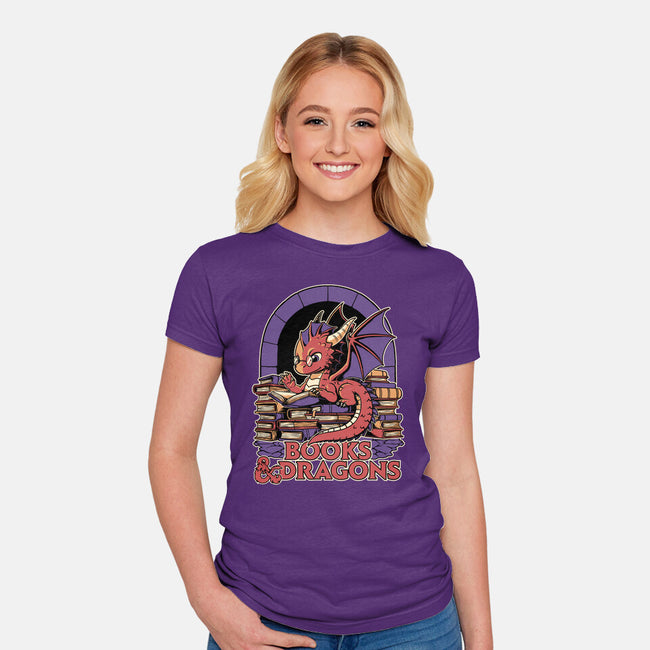 Books And Dragons-Womens-Fitted-Tee-Studio Mootant