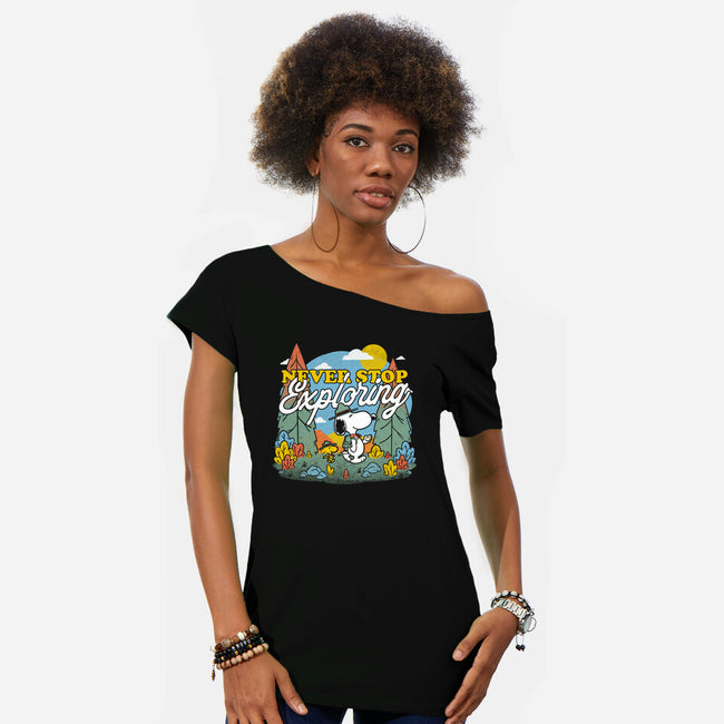 Beagle Wilderness Exploration-Womens-Off Shoulder-Tee-Studio Mootant