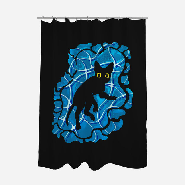 Cat Underwater-None-Polyester-Shower Curtain-nickzzarto