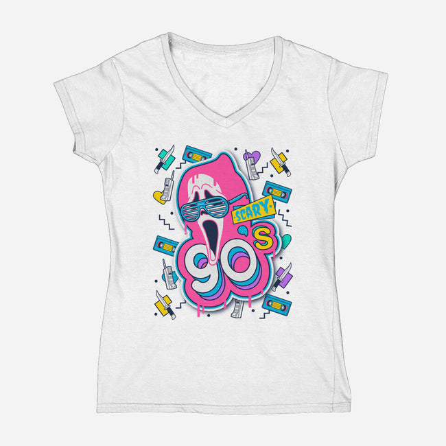 Scary 90s-Womens-V-Neck-Tee-Getsousa!