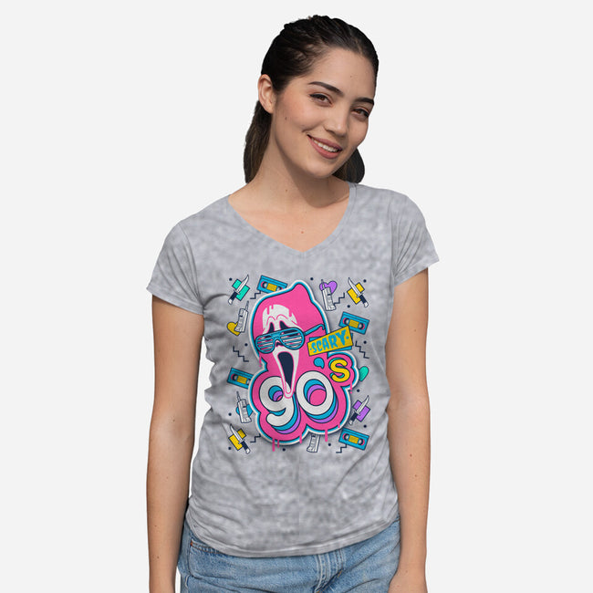 Scary 90s-Womens-V-Neck-Tee-Getsousa!