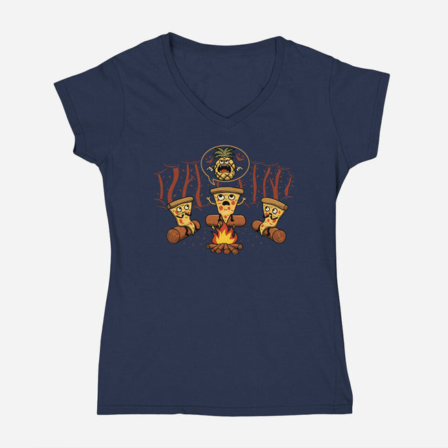 Pizza's Nightmare-Womens-V-Neck-Tee-erion_designs