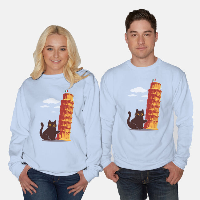 Purrfectly Tilted-Unisex-Crew Neck-Sweatshirt-erion_designs