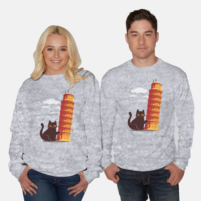 Purrfectly Tilted-Unisex-Crew Neck-Sweatshirt-erion_designs