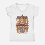 Fox Cafe-Womens-V-Neck-Tee-vp021