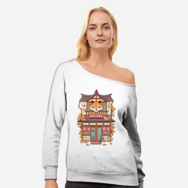 Fox Cafe-Womens-Off Shoulder-Sweatshirt-vp021