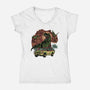 Dino Expedition-Womens-V-Neck-Tee-glitchygorilla