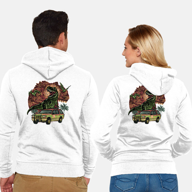 Dino Expedition-Unisex-Zip-Up-Sweatshirt-glitchygorilla