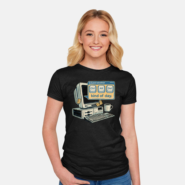 Just Another Day-Womens-Fitted-Tee-glitchygorilla