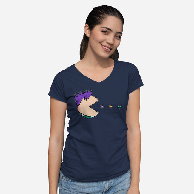 Pill-Man-Womens-V-Neck-Tee-Raffiti