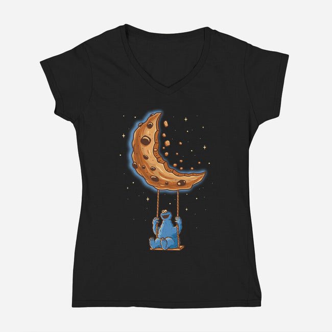 Cookie Moonster-Womens-V-Neck-Tee-retrodivision