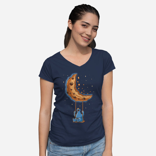 Cookie Moonster-Womens-V-Neck-Tee-retrodivision