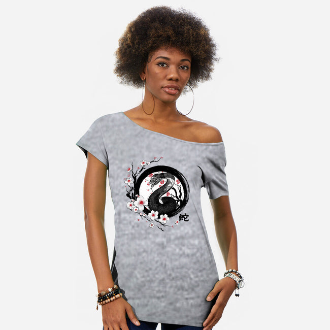 Year Of The Wood Snake-Womens-Off Shoulder-Tee-DrMonekers