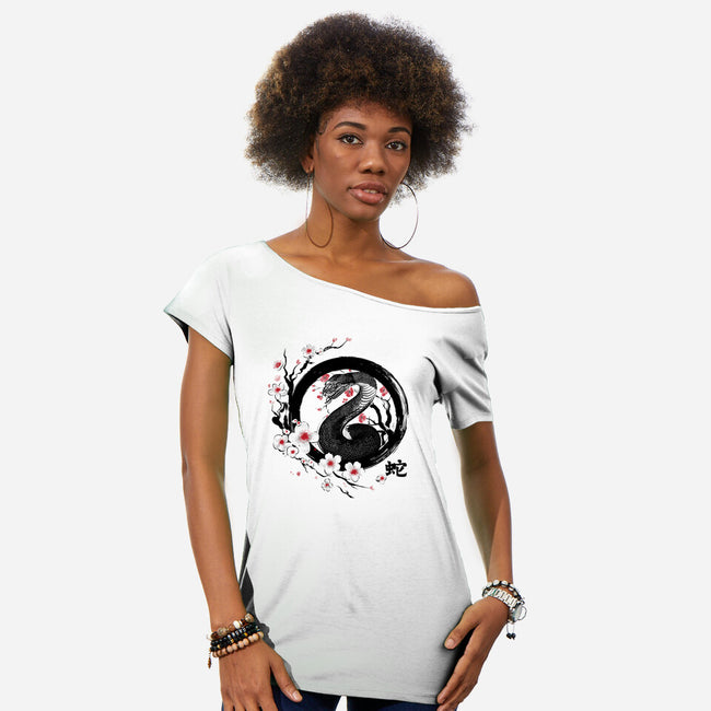 Year Of The Wood Snake-Womens-Off Shoulder-Tee-DrMonekers