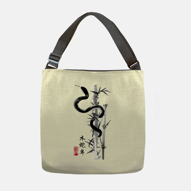 Year Of The Snake Sumi-e-None-Adjustable Tote-Bag-DrMonekers