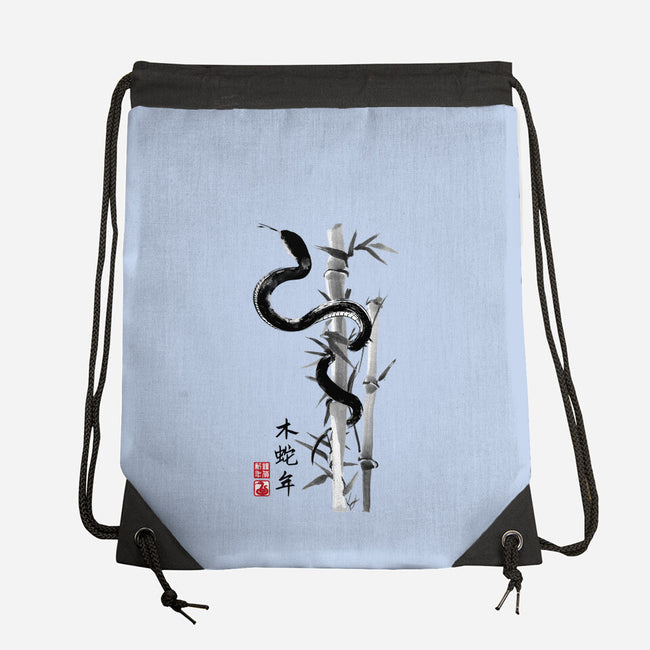 Year Of The Snake Sumi-e-None-Drawstring-Bag-DrMonekers