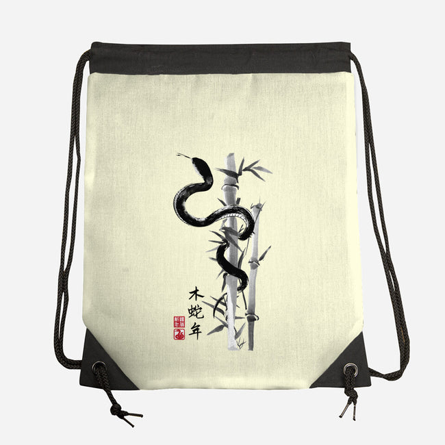 Year Of The Snake Sumi-e-None-Drawstring-Bag-DrMonekers