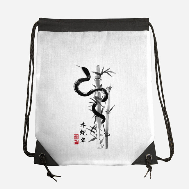 Year Of The Snake Sumi-e-None-Drawstring-Bag-DrMonekers