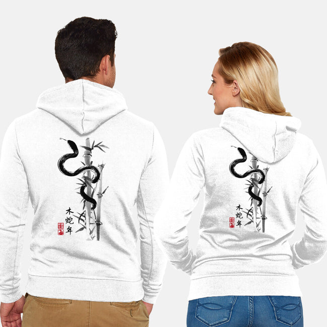 Year Of The Snake Sumi-e-Unisex-Zip-Up-Sweatshirt-DrMonekers