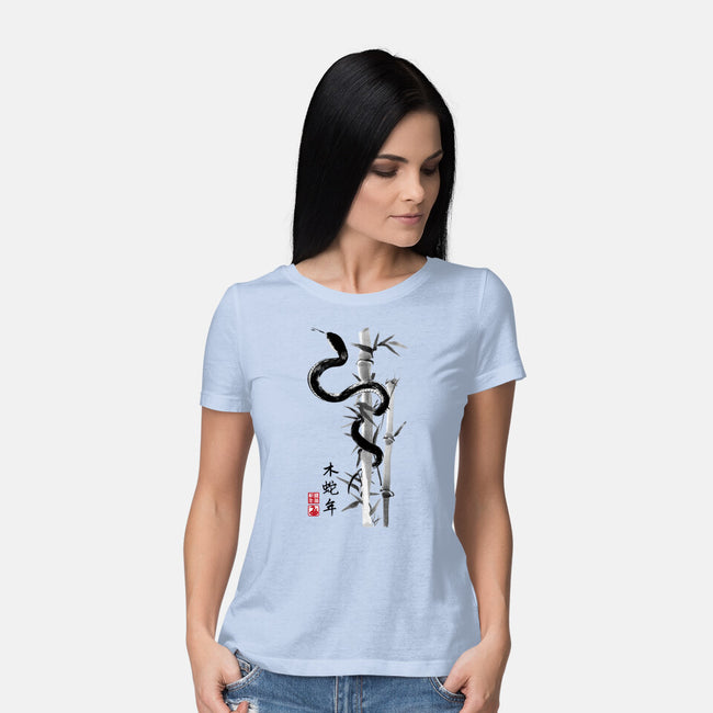 Year Of The Snake Sumi-e-Womens-Basic-Tee-DrMonekers