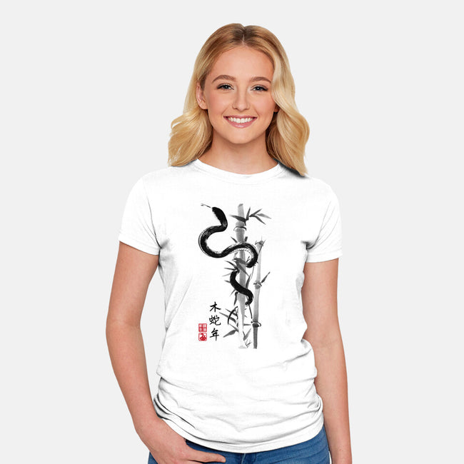 Year Of The Snake Sumi-e-Womens-Fitted-Tee-DrMonekers
