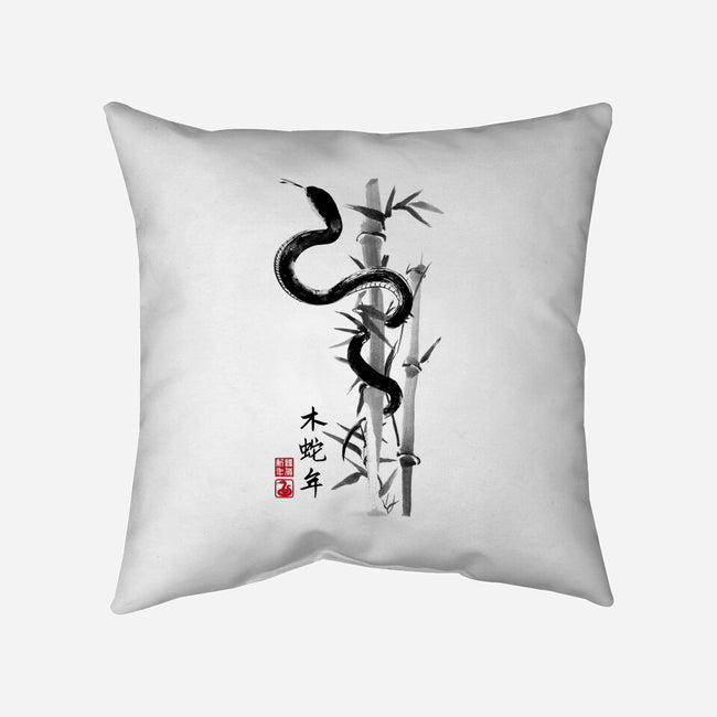 Year Of The Snake Sumi-e-None-Removable Cover w Insert-Throw Pillow-DrMonekers