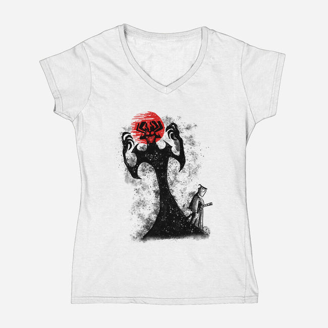 Ink Demon-Womens-V-Neck-Tee-nickzzarto