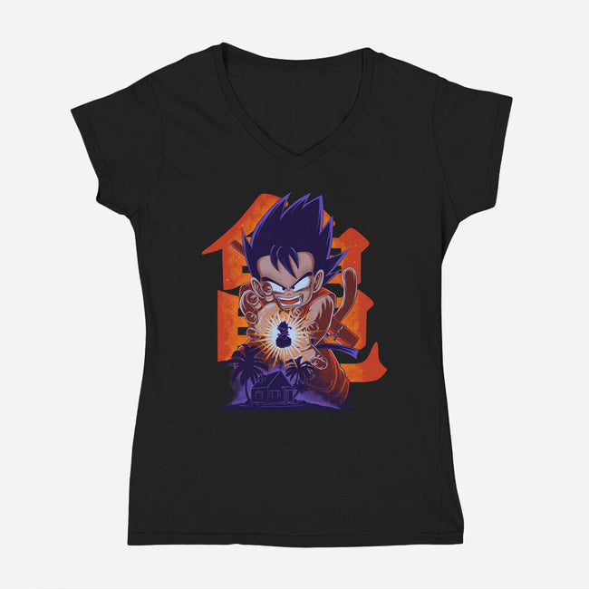 Saiyan Kid-Womens-V-Neck-Tee-rmatix