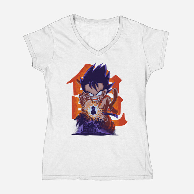 Saiyan Kid-Womens-V-Neck-Tee-rmatix