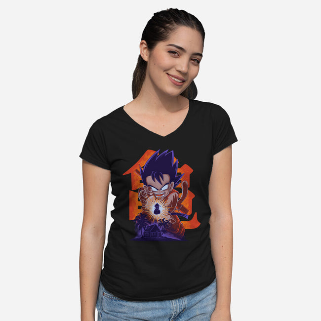 Saiyan Kid-Womens-V-Neck-Tee-rmatix