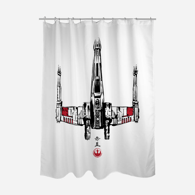 Red Five Sumi-e-None-Polyester-Shower Curtain-DrMonekers