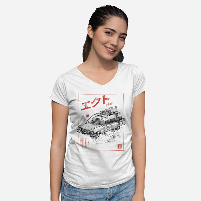 Ectomobile Sumi-e-Womens-V-Neck-Tee-Astrobot Invention