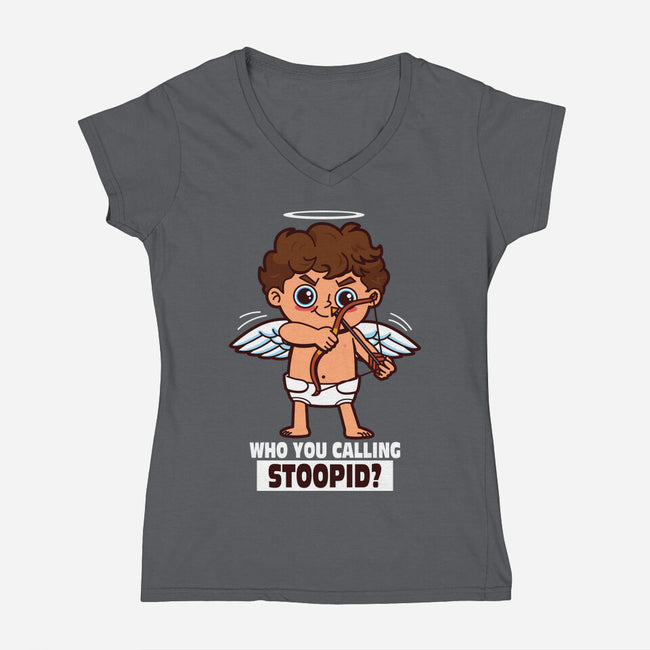 Stupid Cupid-Womens-V-Neck-Tee-Boggs Nicolas