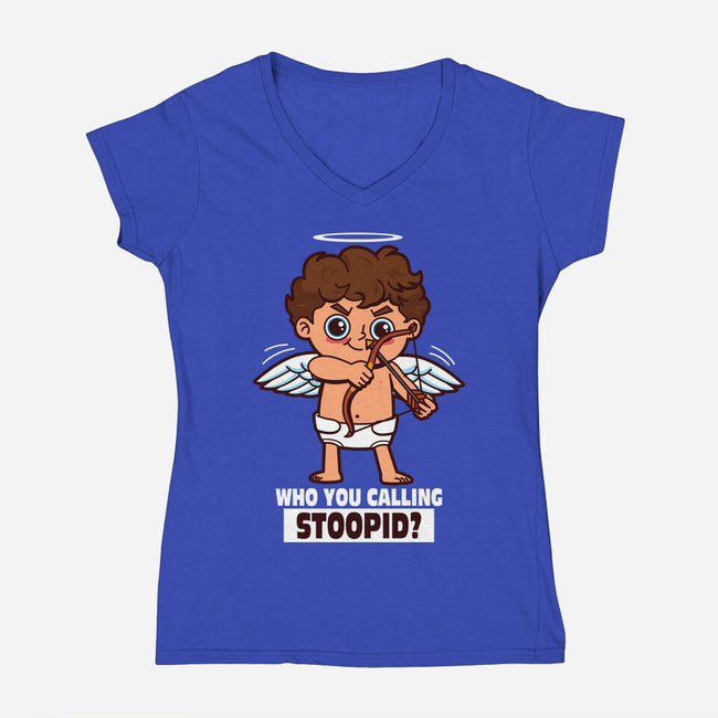 Stupid Cupid-Womens-V-Neck-Tee-Boggs Nicolas