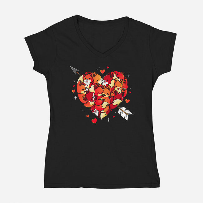 Love Foxes-Womens-V-Neck-Tee-Vallina84