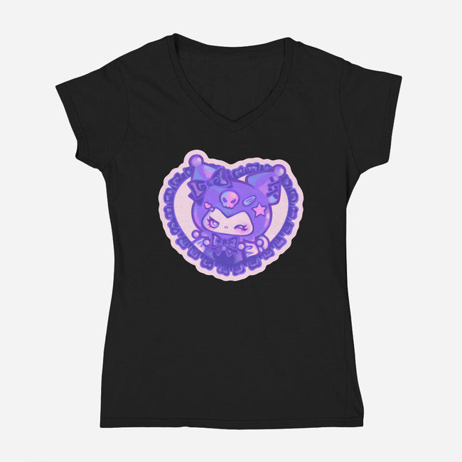 Love Kuromi-Womens-V-Neck-Tee-Panchi Art