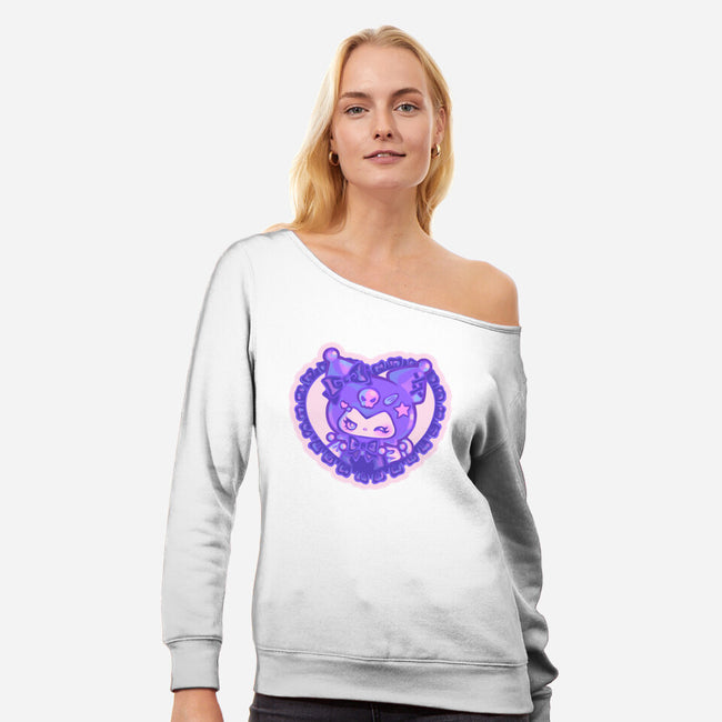 Love Kuromi-Womens-Off Shoulder-Sweatshirt-Panchi Art