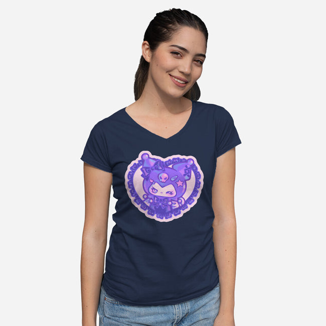 Love Kuromi-Womens-V-Neck-Tee-Panchi Art