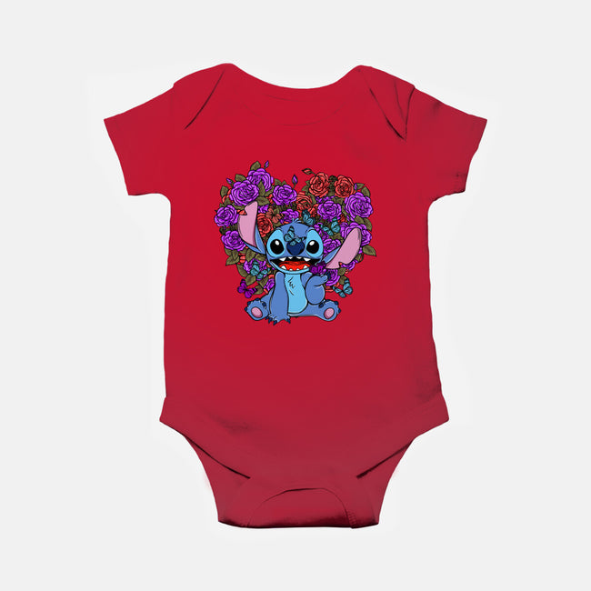 Stitch With Butterfly-Baby-Basic-Onesie-Superblitz