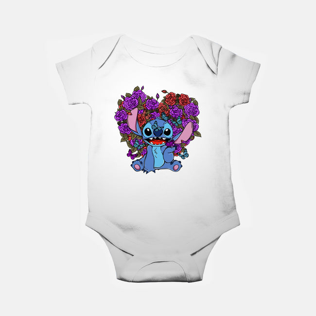 Stitch With Butterfly-Baby-Basic-Onesie-Superblitz