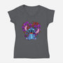 Stitch With Butterfly-Womens-V-Neck-Tee-Superblitz