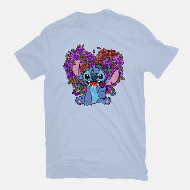 Stitch With Butterfly-Womens-Basic-Tee-Superblitz