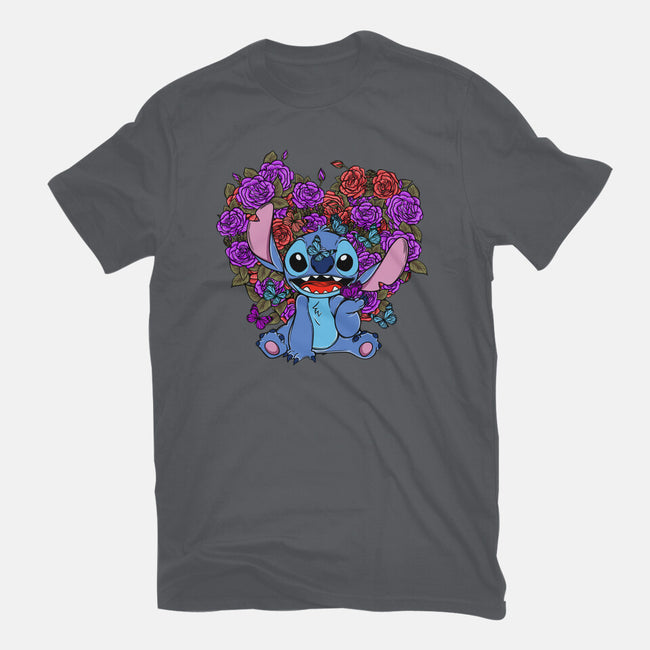 Stitch With Butterfly-Womens-Basic-Tee-Superblitz