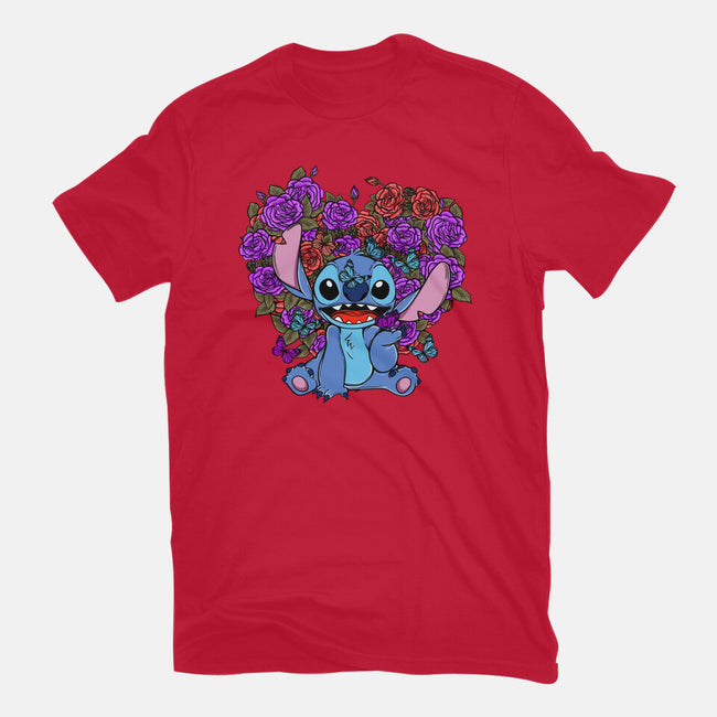 Stitch With Butterfly-Womens-Basic-Tee-Superblitz