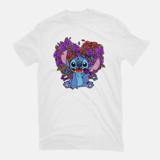 Stitch With Butterfly-Womens-Basic-Tee-Superblitz