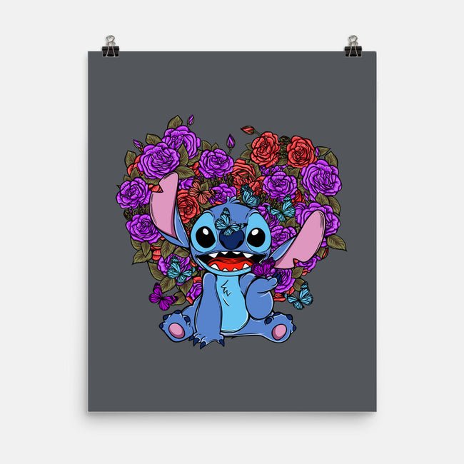 Stitch With Butterfly-None-Matte-Poster-Superblitz