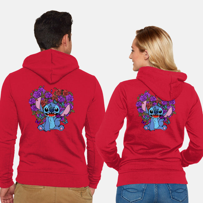 Stitch With Butterfly-Unisex-Zip-Up-Sweatshirt-Superblitz