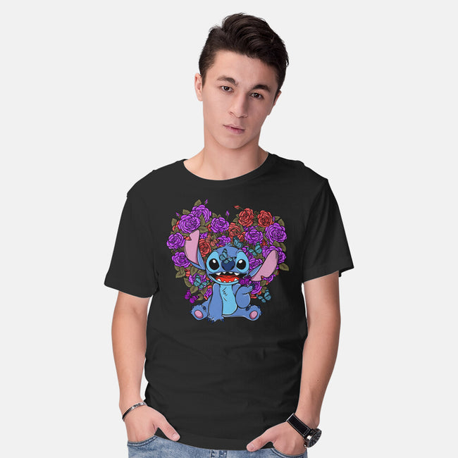 Stitch With Butterfly-Mens-Basic-Tee-Superblitz